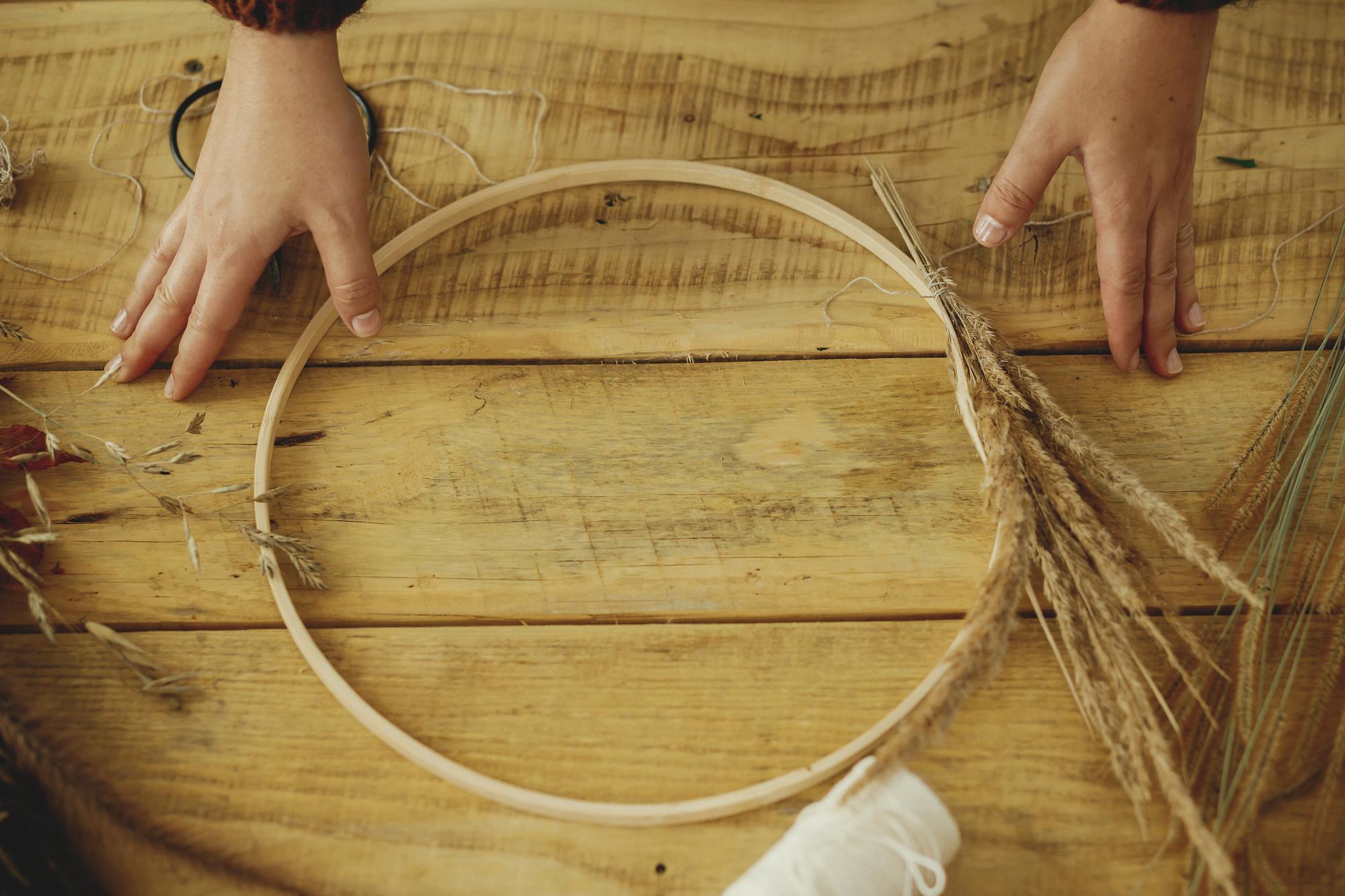 close-up of hand embroidery on linen